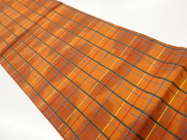 JAPANESE FUKURO OBI / TSUMUGI / WOVEN ABSTRACT GRID